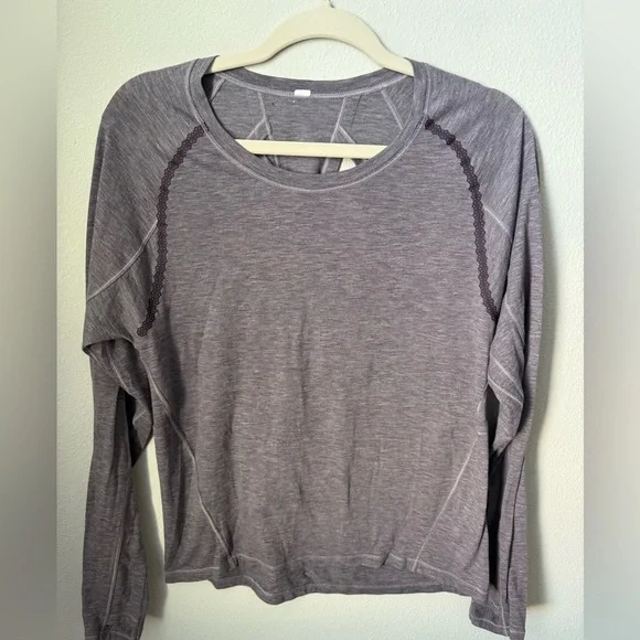 Lululemon Athletica Stop Drop & Squat Long Sleeve Top Heathered Black Currant - Picture 3 of 8